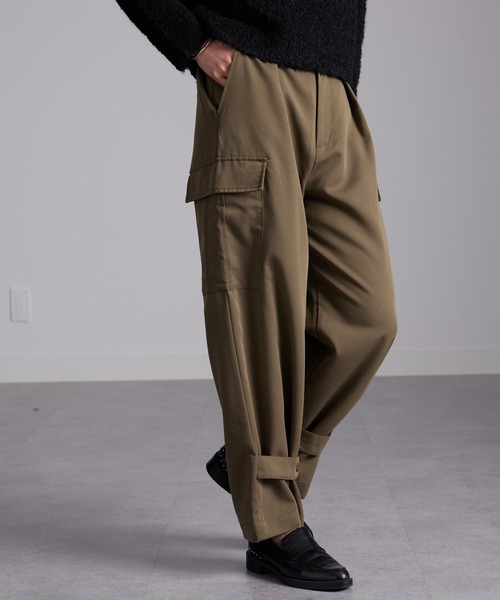 RANAN(ラナン)の「2WAYタックデザインカーゴパンツ(カーゴパンツ・レディース・カーキブラウン/アイボリー・L/LL/M)」の15枚目の写真