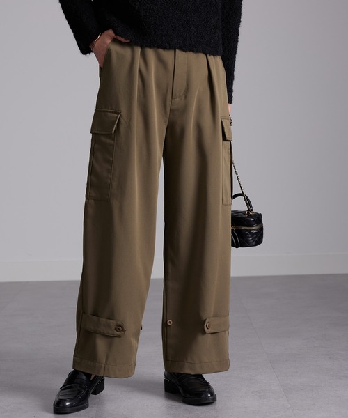 RANAN(ラナン)の「2WAYタックデザインカーゴパンツ(カーゴパンツ・レディース・カーキブラウン/アイボリー・L/LL/M)」の17枚目の写真