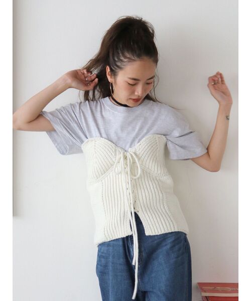 Ungrid（アングリッド）の「パッチワークニットビスチェ（ニット/セーター・レディース・チャコールグレー/ピンク/アイボリー・FREE）」の20枚目の写真