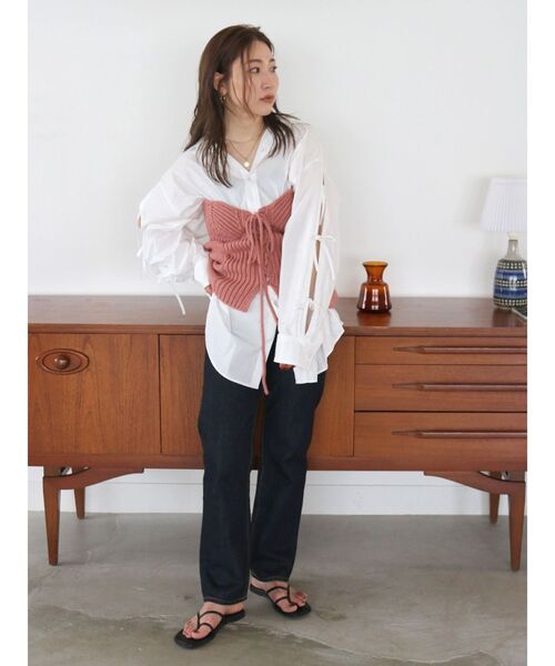 Ungrid（アングリッド）の「パッチワークニットビスチェ（ニット/セーター・レディース・チャコールグレー/ピンク/アイボリー・FREE）」の6枚目の写真