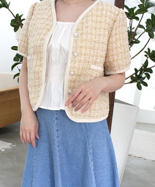 MODE ROBE(モードローブ)の「配色ツイードジャケット(テーラードジャケット・レディース・ピンク/イエロー/ブルー・FREE)」の2枚目の写真