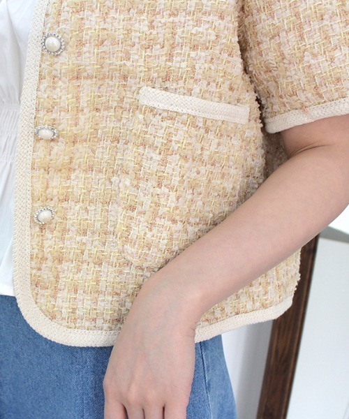 MODE ROBE(モードローブ)の「配色ツイードジャケット(テーラードジャケット・レディース・ピンク/イエロー/ブルー・FREE)」の10枚目の写真