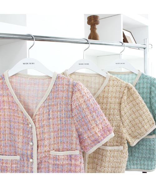 MODE ROBE(モードローブ)の「配色ツイードジャケット(テーラードジャケット・レディース・ピンク/イエロー/ブルー・FREE)」の12枚目の写真