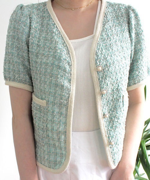 MODE ROBE(モードローブ)の「配色ツイードジャケット(テーラードジャケット・レディース・ピンク/イエロー/ブルー・FREE)」の15枚目の写真