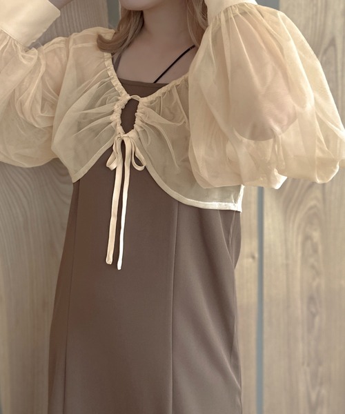 apres jour clair（アプレジュールクレア）の「【apres jour clair】チュールショートブラウス【ZOZOTOWN限定アイテム】（シャツ/ブラウス・レディース・アイボリー/ブラック/ブルー・X-LARGE/フリー）」の14枚目の写真