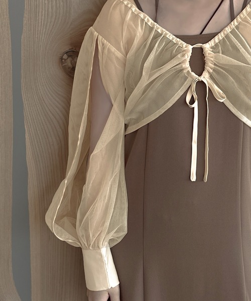 apres jour clair（アプレジュールクレア）の「【apres jour clair】チュールショートブラウス【ZOZOTOWN限定アイテム】（シャツ/ブラウス・レディース・アイボリー/ブラック/ブルー・X-LARGE/フリー）」の15枚目の写真