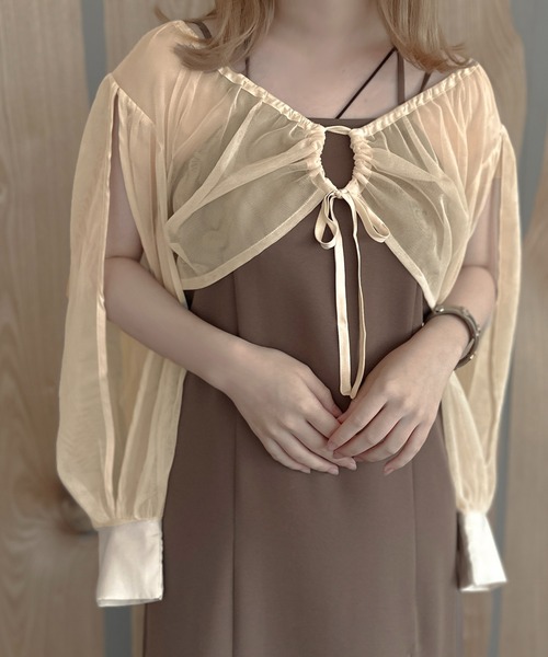 apres jour clair（アプレジュールクレア）の「【apres jour clair】チュールショートブラウス【ZOZOTOWN限定アイテム】（シャツ/ブラウス・レディース・アイボリー/ブラック/ブルー・X-LARGE/フリー）」の18枚目の写真