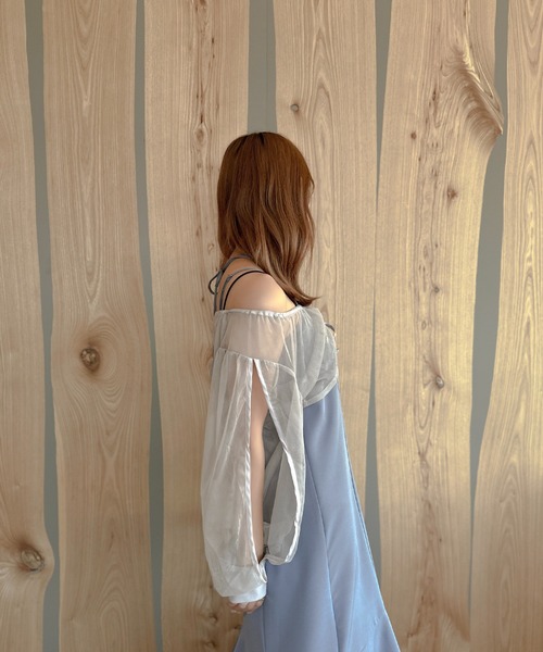 apres jour clair（アプレジュールクレア）の「【apres jour clair】チュールショートブラウス【ZOZOTOWN限定アイテム】（シャツ/ブラウス・レディース・アイボリー/ブラック/ブルー・X-LARGE/フリー）」の9枚目の写真