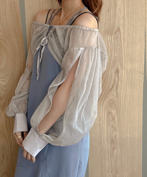 apres jour clair（アプレジュールクレア）の「【apres jour clair】チュールショートブラウス【ZOZOTOWN限定アイテム】（シャツ/ブラウス・レディース・アイボリー/ブラック/ブルー・X-LARGE/フリー）」の10枚目の写真