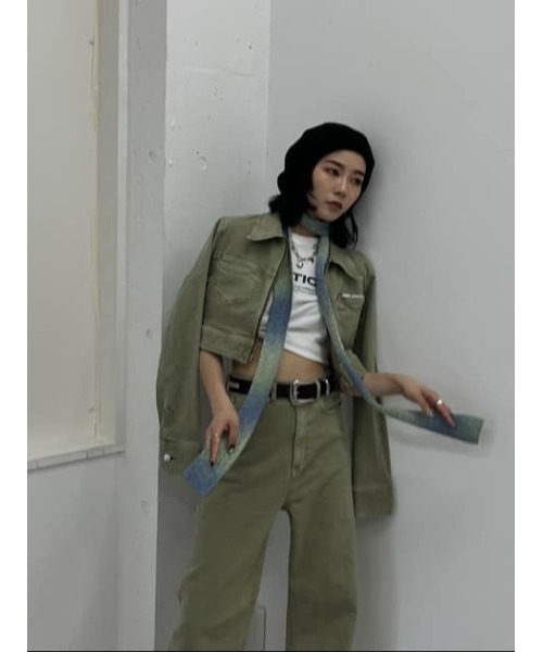 SLY（スライ）の「MELANGE THIN MUFFLER メランジ シン マフラー Y2K（マフラー・レディース・ブラック系その他2/グリーン系その他2・FREE）」の10枚目の写真