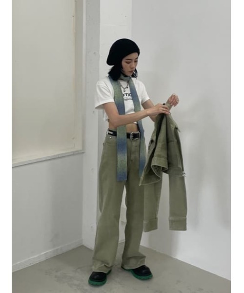 SLY（スライ）の「MELANGE THIN MUFFLER メランジ シン マフラー Y2K（マフラー・レディース・ブラック系その他2/グリーン系その他2・FREE）」の11枚目の写真
