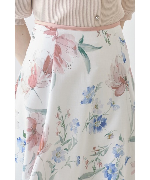 tocco closet(トッコ クローゼット)の「ウエスト配色ライン入りフラワープリントフレアスカート(スカート・レディース・ピンク/ラベンダー・M)」の13枚目の写真