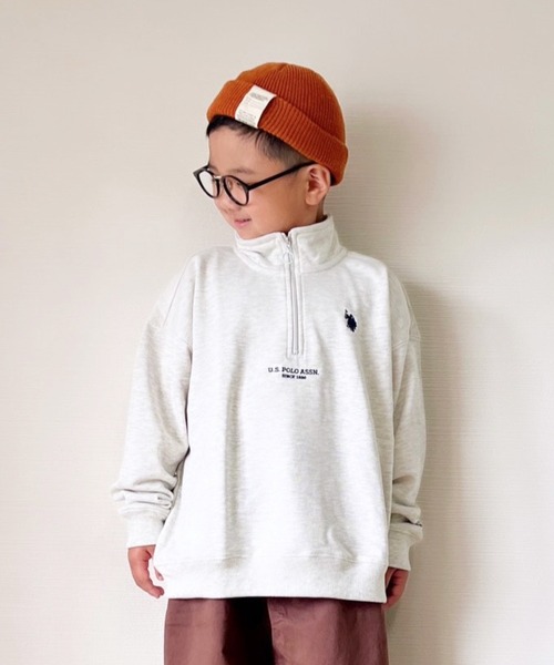 U.S. POLO ASSN.（ユーエスポロアッスン）の「【KIDS】【U.S. POLO ASSN/ユーエスポロアッスン】刺繍ハーフジップスウェット（スウェット・キッズ・アイボリー/ネイビー・140/150/100/120）」の2枚目の写真