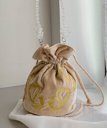 Casselini | 【CASSELINI/キャセリーニ】ベロア刺しゅう巾着バッグ(ショルダーバッグ)