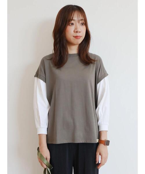 CRAFT STANDARD BOUTIQUE(クラフトスタンダードブティック)の「9分袖ショルダータックプルオーバー(Tシャツ/カットソー・レディース・グレイッシュベージュ/カーキ/ブラック・FREE)」の21枚目の写真