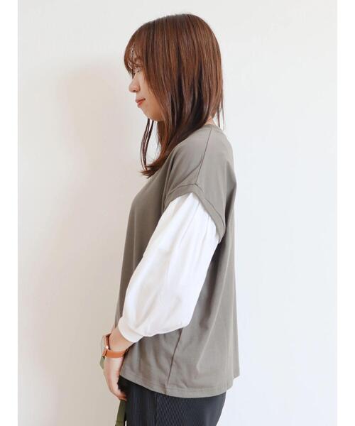 CRAFT STANDARD BOUTIQUE(クラフトスタンダードブティック)の「9分袖ショルダータックプルオーバー(Tシャツ/カットソー・レディース・グレイッシュベージュ/カーキ/ブラック・FREE)」の20枚目の写真