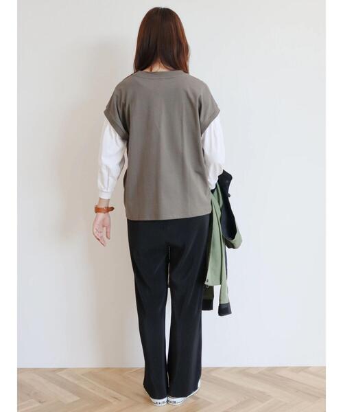 CRAFT STANDARD BOUTIQUE(クラフトスタンダードブティック)の「9分袖ショルダータックプルオーバー(Tシャツ/カットソー・レディース・グレイッシュベージュ/カーキ/ブラック・FREE)」の16枚目の写真