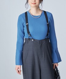 〈手洗い可能〉イズミールコットン 袖 フレア デザイン リブ ニット ◇