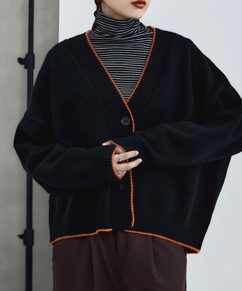 etoll.（エトル）の「パイピングオーバーカーディガン（カーディガン/ボレロ・レディース・ベージュ/ブラック/ブラウン/ブルー・M）」の5枚目の写真