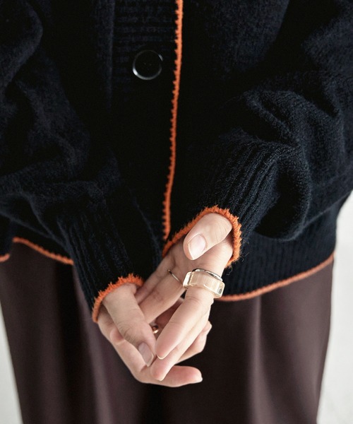 etoll.（エトル）の「パイピングオーバーカーディガン（カーディガン/ボレロ・レディース・ベージュ/ブラック/ブラウン/ブルー・M）」の7枚目の写真