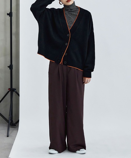 etoll.（エトル）の「パイピングオーバーカーディガン（カーディガン/ボレロ・レディース・ベージュ/ブラック/ブラウン/ブルー・M）」の8枚目の写真