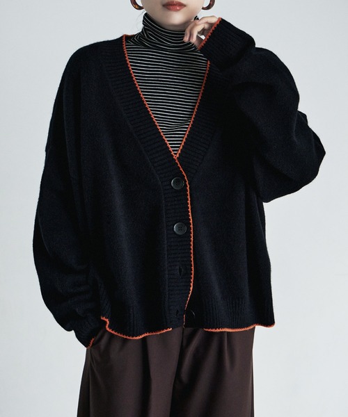 etoll.（エトル）の「パイピングオーバーカーディガン（カーディガン/ボレロ・レディース・ベージュ/ブラック/ブラウン/ブルー・M）」の11枚目の写真