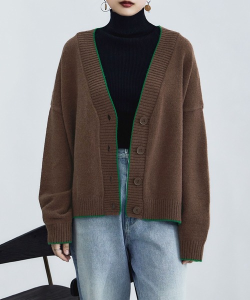 etoll.（エトル）の「パイピングオーバーカーディガン（カーディガン/ボレロ・レディース・ベージュ/ブラック/ブラウン/ブルー・M）」の12枚目の写真