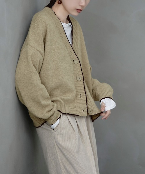 etoll.（エトル）の「パイピングオーバーカーディガン（カーディガン/ボレロ・レディース・ベージュ/ブラック/ブラウン/ブルー・M）」の20枚目の写真