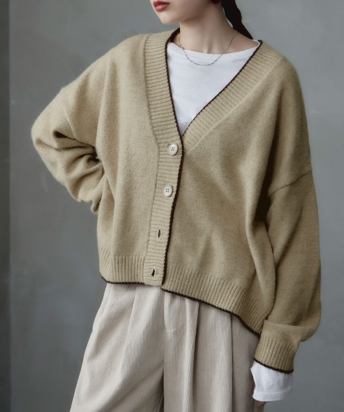 etoll.（エトル）の「パイピングオーバーカーディガン（カーディガン/ボレロ・レディース・ベージュ/ブラック/ブラウン/ブルー・M）」の22枚目の写真