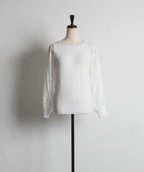 tocco closet（トッコ　クローゼット）の「前後２ＷＡＹシアージャガード切替マシュマロタッチニットプルオーバー（ニット/セーター・レディース・ブラック/パープル/オフホワイト/ブルー・M）」の8枚目の写真
