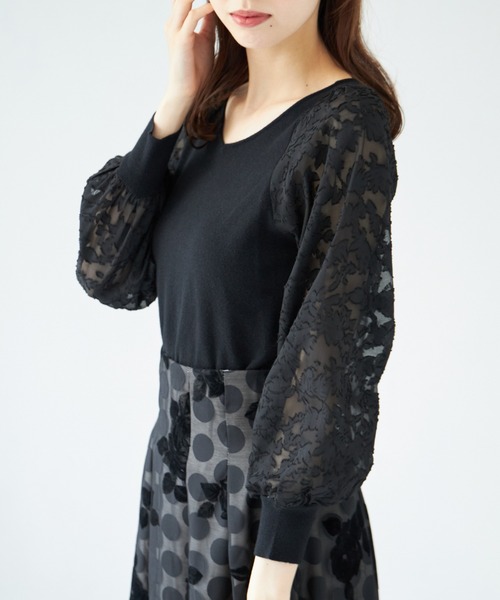 tocco closet（トッコ　クローゼット）の「前後２ＷＡＹシアージャガード切替マシュマロタッチニットプルオーバー（ニット/セーター・レディース・ブラック/パープル/オフホワイト/ブルー・M）」の22枚目の写真