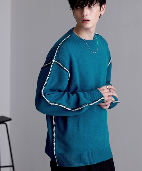 ハンドステッチルーズクルーネックニット（ニット/セーター）｜MONO