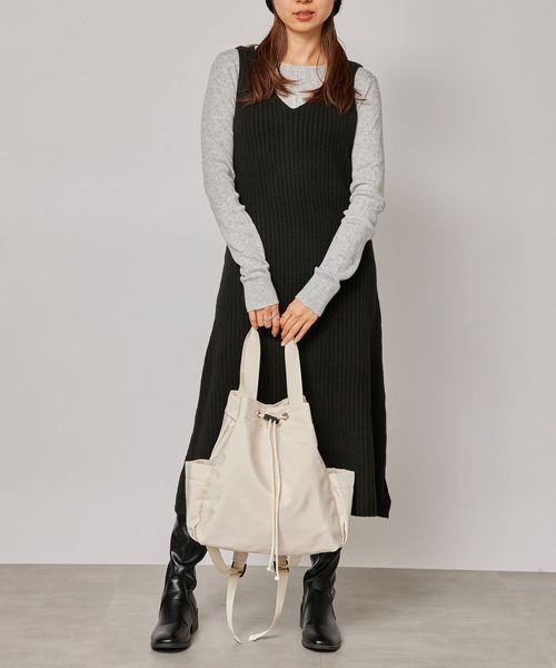 セール】【SETUP7】ノースリーブリブニットワンピース KNF037