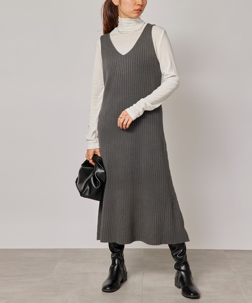 セール】【SETUP7】ノースリーブリブニットワンピース KNF037
