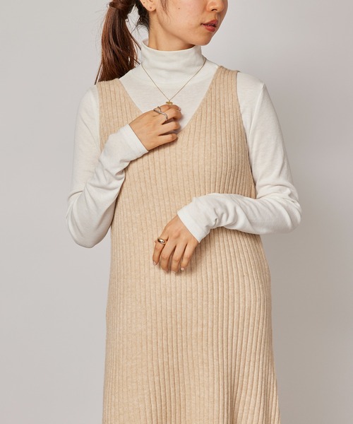 セール】【SETUP7】ノースリーブリブニットワンピース KNF037