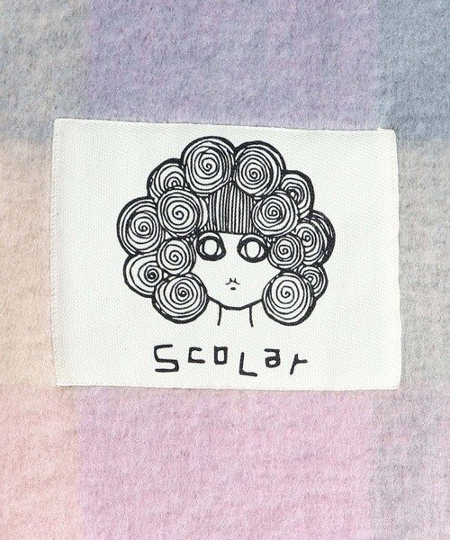 ScoLar（スカラー）の「633300：ふわふわチェック柄マフラー（マフラー・レディース・オレンジ/グリーン/アイボリー/パープル/ブラック・FREE）」の20枚目の写真
