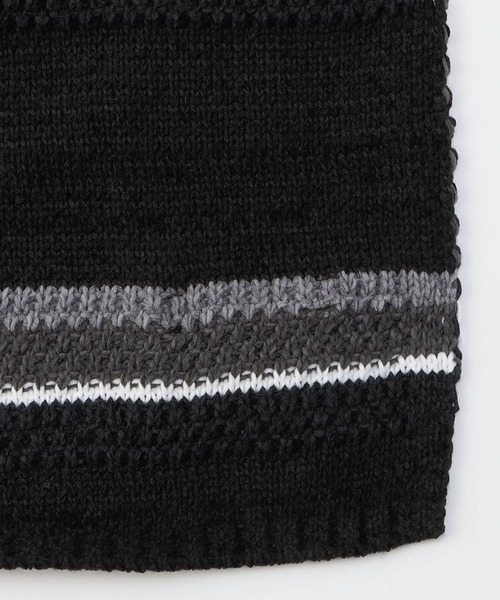 HIDEAWAYS NICOLE(ハイダウェイニコル)の「モール編地切替ボーダー柄マフラー(マフラー・メンズ・ネイビー系/ブラック系/ホワイト系・FREE)」の4枚目の写真