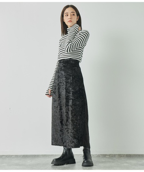ANAP(アナップ)の「クラッシュベロアフレアロングスカート(スカート・レディース・カーキ/ブラック/ベージュ・FREE)」の6枚目の写真