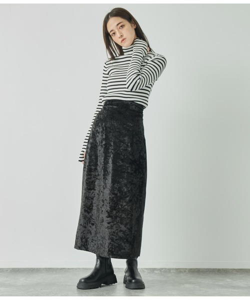 ANAP(アナップ)の「クラッシュベロアフレアロングスカート(スカート・レディース・カーキ/ブラック/ベージュ・FREE)」の7枚目の写真