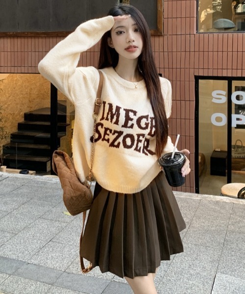 Achic(アシック)の「デザイン ロゴ ニットトップス(Tシャツ/カットソー・レディース・ブラウン系その他/アイボリー/グレー/ブラック・M)」の17枚目の写真