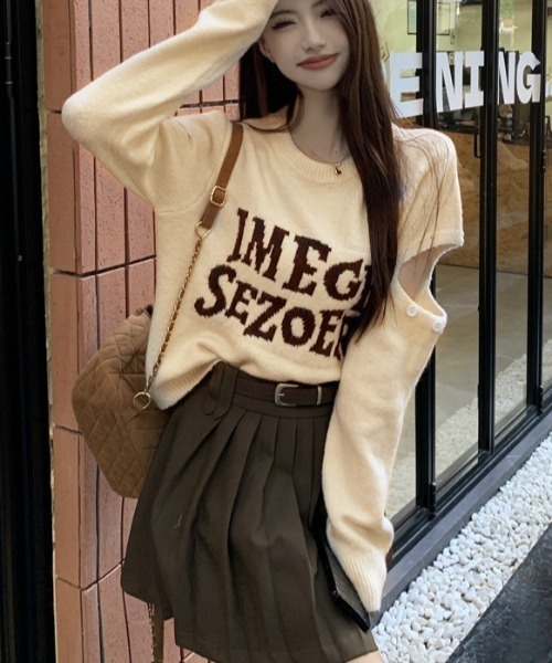 Achic(アシック)の「デザイン ロゴ ニットトップス(Tシャツ/カットソー・レディース・ブラウン系その他/アイボリー/グレー/ブラック・M)」の20枚目の写真