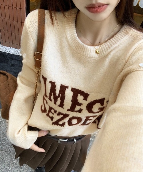 Achic(アシック)の「デザイン ロゴ ニットトップス(Tシャツ/カットソー・レディース・ブラウン系その他/アイボリー/グレー/ブラック・M)」の16枚目の写真