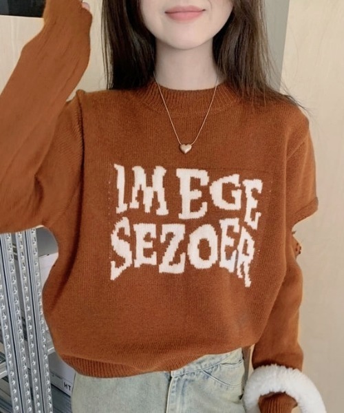 Achic(アシック)の「デザイン ロゴ ニットトップス(Tシャツ/カットソー・レディース・ブラウン系その他/アイボリー/グレー/ブラック・M)」の6枚目の写真