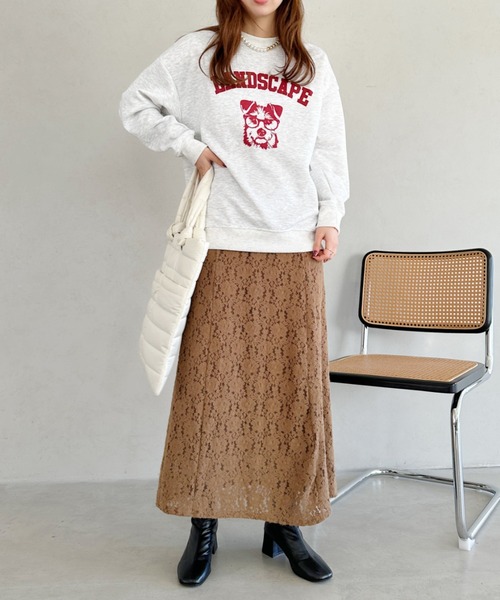 un+frame（アンフレーム）の「lace narrow long skiit／レースナローロングスカート（スカート・レディース・ブラック/ベージュ・FREE）」の19枚目の写真