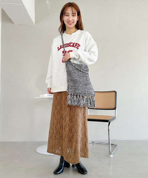 un+frame（アンフレーム）の「lace narrow long skiit／レースナローロングスカート（スカート・レディース・ブラック/ベージュ・FREE）」の20枚目の写真