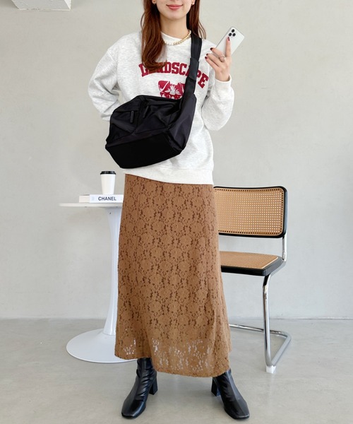 un+frame（アンフレーム）の「lace narrow long skiit／レースナローロングスカート（スカート・レディース・ブラック/ベージュ・FREE）」の18枚目の写真