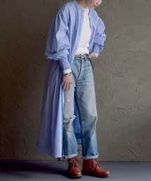 apartment department（アパートメントデパートメント）の「マルチストライプ シャーリングカフス フレアシャツワンピース（シャツワンピース）」