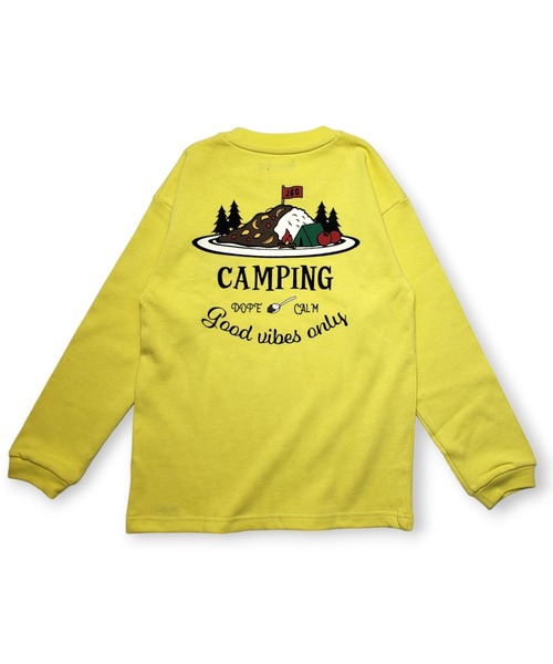 JUNKSOUL(ジャンクソウル)の「JUNKSOUL OUTDOOR/カレーキャンプ場ロンT (M4)(Tシャツ/カットソー・キッズ・マスタード/ホワイト・110/150/130/140/100/120/160)」の4枚目の写真