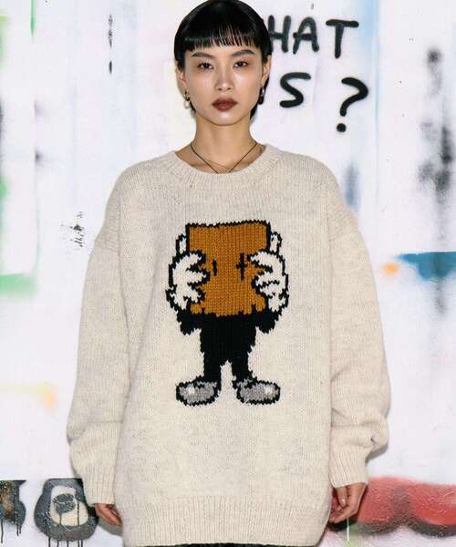 ROYAL FLASH（ロイヤルフラッシュ）の「Guernika/ゲルニカ/ANONYMOUSE KNIT SWEATER（ニット/セーター・メンズ・モスグリーン/ブラック/ホワイト・F）」の2枚目の写真