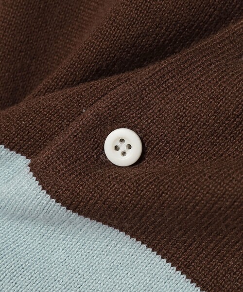 BEAMS（ビームス）の「BEAMS / 7ゲージ ボーダー ラガー ニットポロシャツ（ポロシャツ・メンズ・オリーブ/ブラウン・M/L/XL/S）」の11枚目の写真
